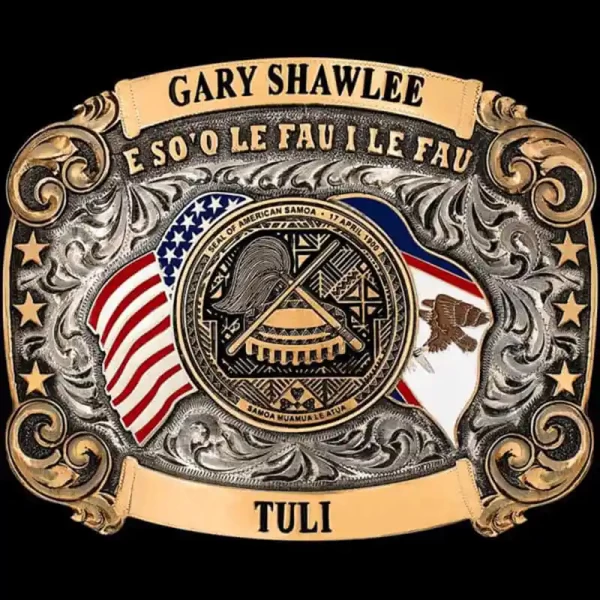 "A timeless symbol of heritage and craftsmanship, this belt buckle showcases a perfect blend of artistry and pride. Our Gold Hill Belt Buckle is hand-engraved on a German Silver base, featuring intricate Jeweler's Bronze elements throughout, bringing